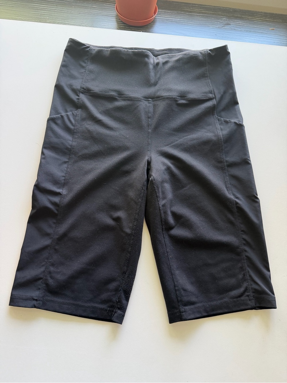 Athleta Black High-Rise Bike Shorts with Side Panels